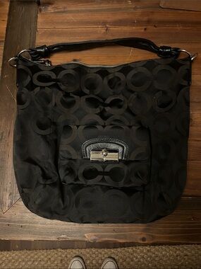 Coach Black Signature Circle Jacquard Shoulder Bag